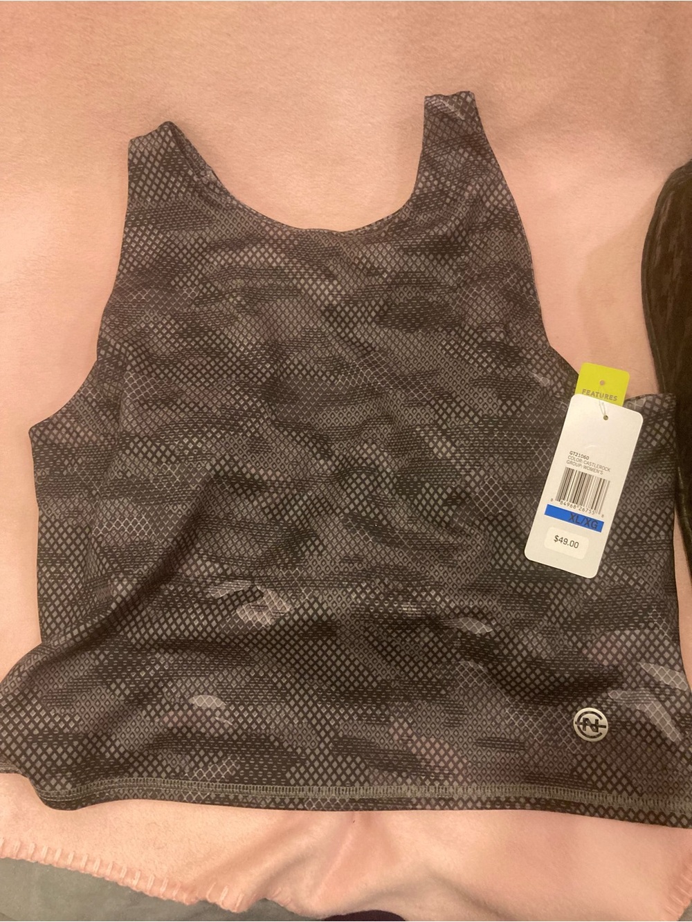 Nautica grey/ smoke racerback Tank Sports Bra XL 38B/38C, 36D/36DD new built in